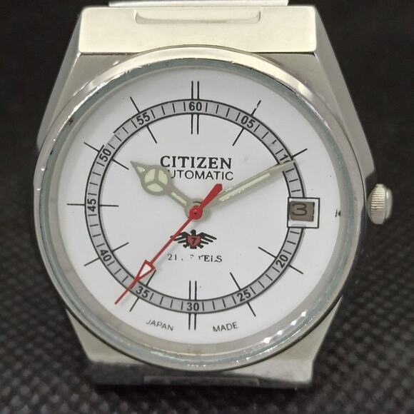 Vintage 1972 Citizen Automatic Mens Silver Watch W/daydate & White accents - Picture 7 of 12